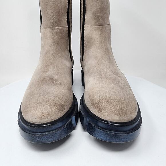 Free People Brooks Chelsea Boots Women EU39/US8.5 Taupe Suede Mid Calf Full Zip - Picture 4 of 13